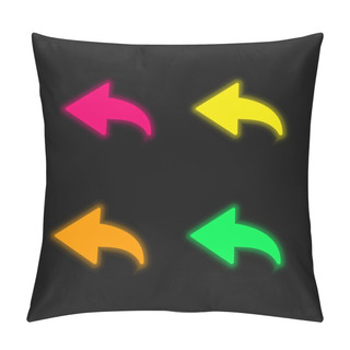 Personality  Back Arrow Four Color Glowing Neon Vector Icon Pillow Covers