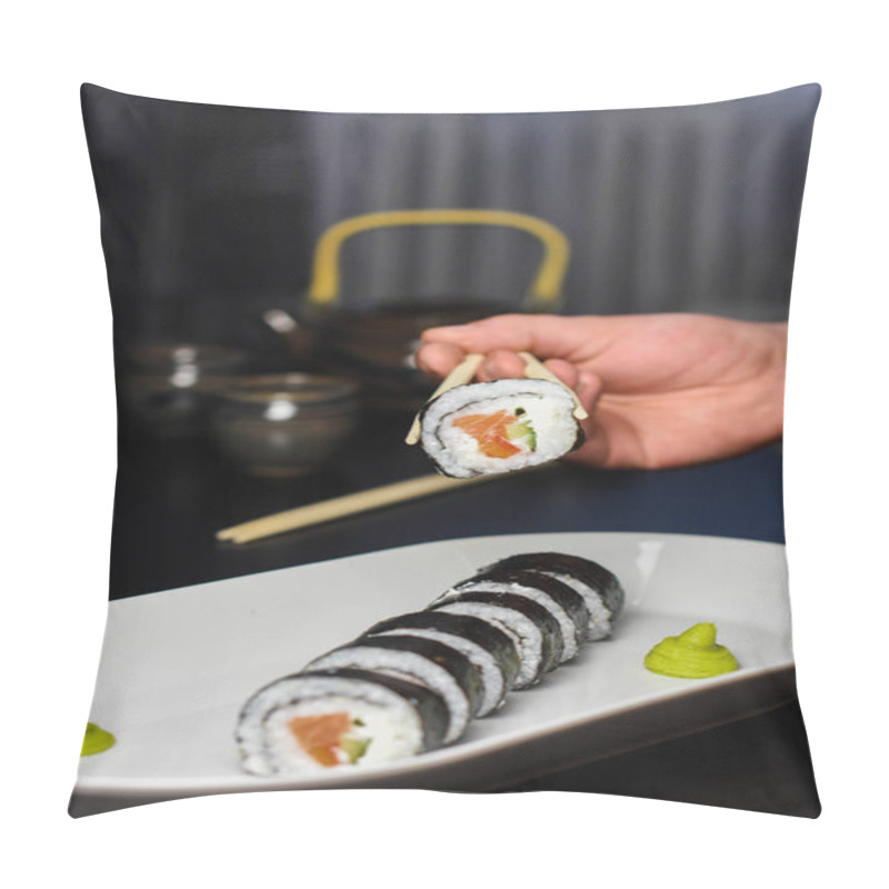 Personality  Hand Using Chopsticks Pick Sush Pillow Covers