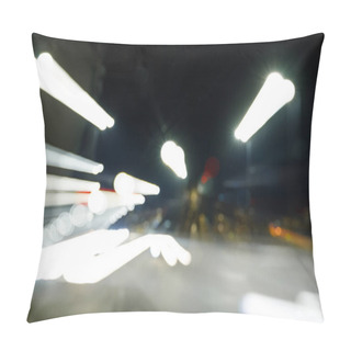 Personality  Long Exposure Of Bright Lights On Road At Night Pillow Covers