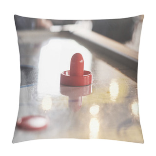 Personality  Air Hockey Table With Window Lighting And Red Toy Hockey Stick. Pillow Covers