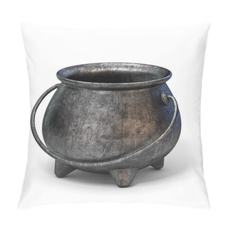 Personality  Empty Iron Cauldron 3D Render Illustration Isolated On White Background Pillow Covers