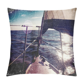 Personality  Vintage Distressed Photo Of A Sailboat's Bow Pillow Covers
