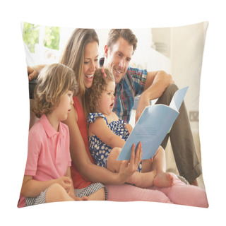 Personality  Parents Sitting With Children Reading Story Pillow Covers