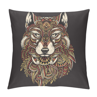 Personality  Highly Detailed Abstract Wolf Illustration In Color Pillow Covers