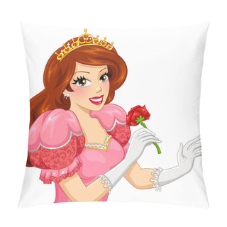 Personality  Princess Holding A Rose Pillow Covers