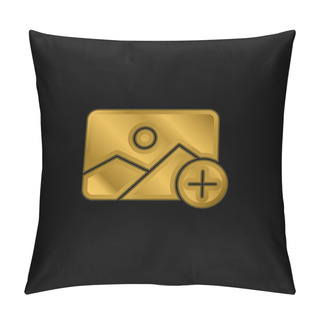 Personality  Add Gold Plated Metalic Icon Or Logo Vector Pillow Covers