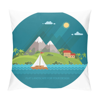 Personality  Nature - Color Vector Flat Icon Set And Illustration Summer Time Pillow Covers