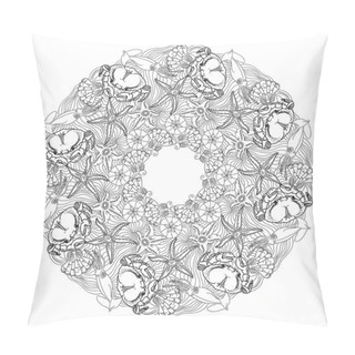 Personality  Hand Drawn Vector Ornamental Mandala Sea Themed Pillow Covers