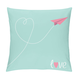 Personality  Origami Pink Paper Plane. Dash Heart In The Blue Sky. Love Card. Pillow Covers