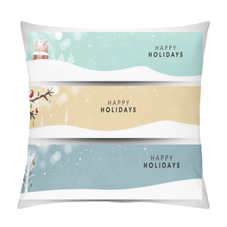 Personality  Happy Holidays Website Headers Or Banners. EPS 10. Pillow Covers