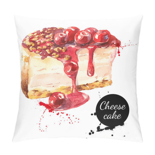 Personality  Watercolor Sketch Cherry Cheesecake Dessert.  Pillow Covers