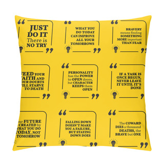 Personality  Set Of Motivational Quotes About Action, Bravery, Personality, C Pillow Covers