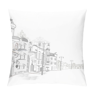Personality  Series Of Old Streets In Sketches Pillow Covers