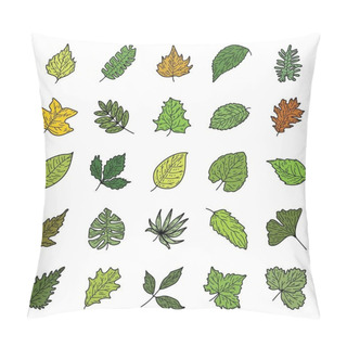 Personality  Green Leaves Icons Set Pillow Covers