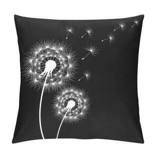 Personality  Silhouettes Of Dandelions In Black, Vector Illustration For Different Design Pillow Covers