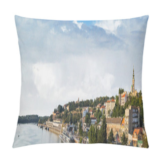 Personality  Belgrade Tourist Port On Sava River With Kalemegdan Fortress And St. Michael's Cathedral Bell Tower Pillow Covers