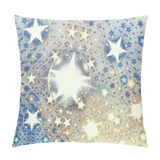 Personality  Gold And Blue Fractal Stars, Digital Artwork For Creative Graphic Design Pillow Covers