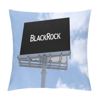 Personality  BlackRock Inc Editorial Video Showcasing Urban Signage That Effectively Promotes Brand Image Against A Cloudy Background Pillow Covers