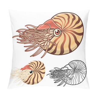 Personality  High Quality Nautilus Cartoon Character Include Flat Design And Line Art Version Pillow Covers