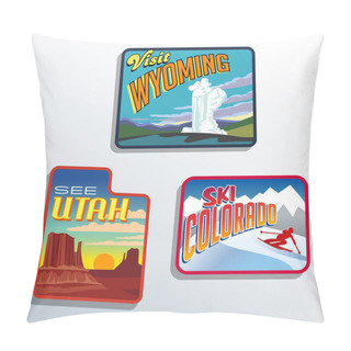 Personality  Western United States Utah Colorado Wyoming Vector Illustrations Designs Pillow Covers