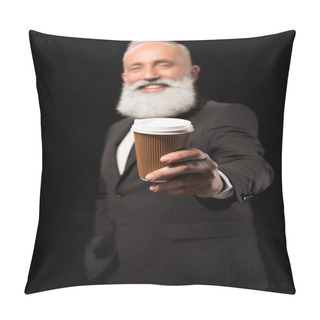 Personality  Businessman Holding Out Coffee Pillow Covers