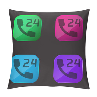 Personality  24 Hours Four Color Glass Button Icon Pillow Covers