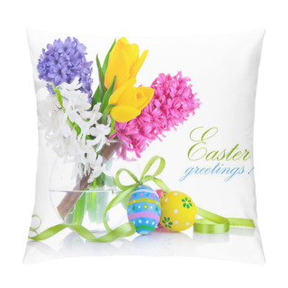 Personality  Easter Eggs With Spring Flowers Pillow Covers