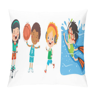 Personality  Happy Kids Making Various Sports Pillow Covers