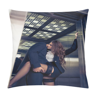 Personality  Sensual Young Business Couple In Elevator Pillow Covers