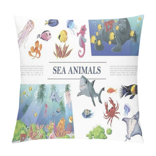 Personality  Cartoon Sea Animals Composition Pillow Covers