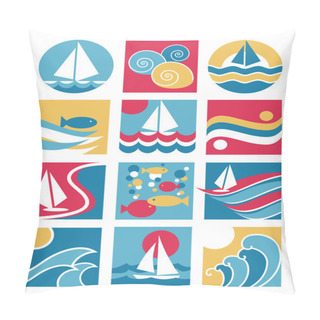 Personality  Water Icons Collection 2 Pillow Covers