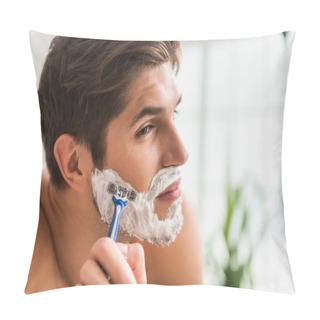 Personality  Serious Guy Shaving His Beard Pillow Covers