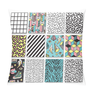Personality  Set Of Seamless Patterns In 80s-90s Memphis Style. Pillow Covers