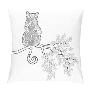 Personality  Coloring Book Magic Cat For Adults. Hand Drawn Artistically Ethn Pillow Covers