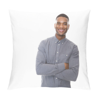 Personality  Modern Young Black Man Smiling With Arms Crossed Pillow Covers