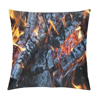 Personality  Fire From Burning Firewood With Ashes And Flames Pillow Covers