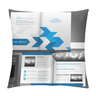 Personality  Brochure Template Design With Blue Arrows. Pillow Covers