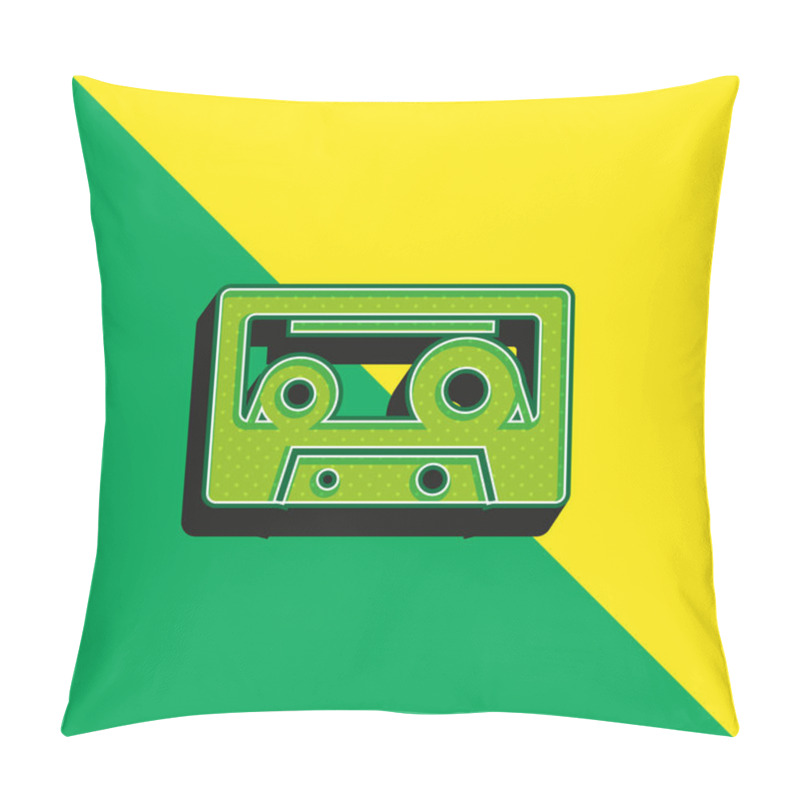 Personality  Audio Cassette Green And Yellow Modern 3d Vector Icon Logo Pillow Covers