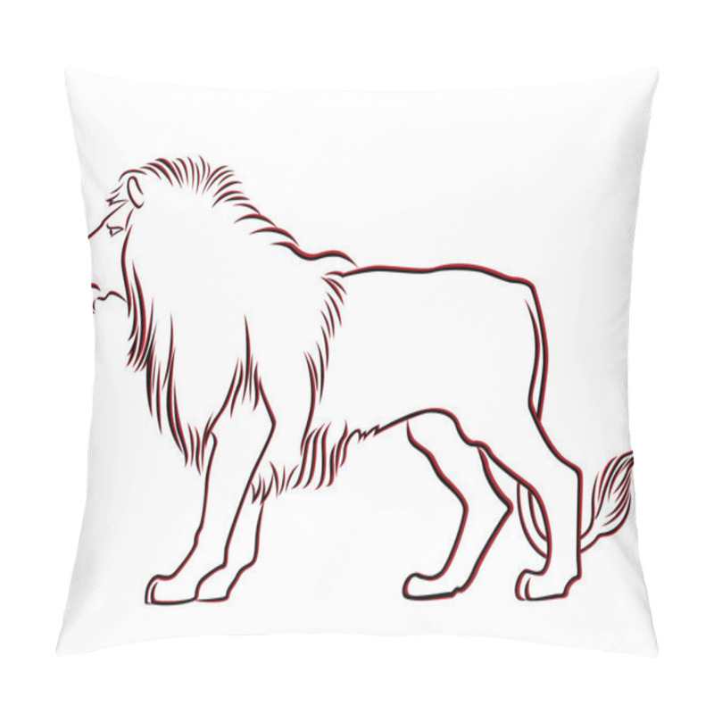 Personality  Black and red graceful Lion contour pillow covers