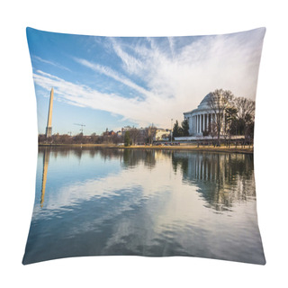 Personality  The Washington Monument And Thomas Jefferson Memorial Reflecting Pillow Covers