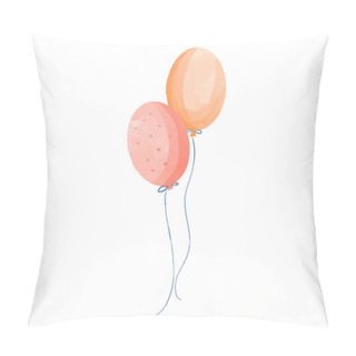 Personality  Bunch Of Balloons Watercolor Illustration Hand Drawn Illustration Isolated On White Background Pillow Covers