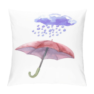 Personality  Watercolor Set Of Umbrellas,  Cloud, Heavy Rain. Umbrellas From  Pillow Covers