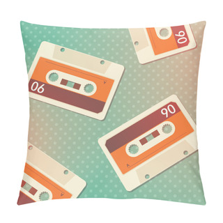 Personality  Grunge Cassettes Background.  Vector Illustration  Pillow Covers