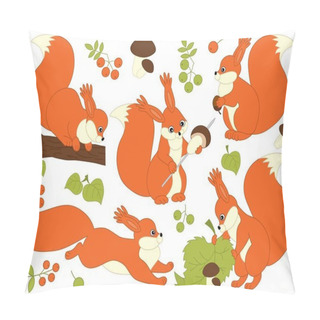 Personality  Vector Set Of Cute Cartoon Squirrels Pillow Covers