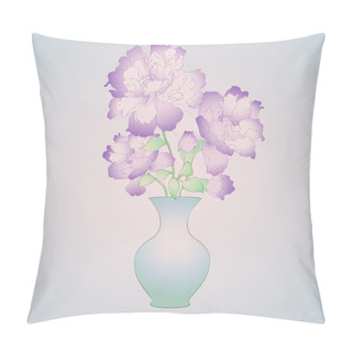 Personality  Purple Flowers In Vase. Vector Illustration. Pillow Covers