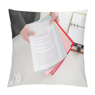 Personality  Businessman Holding Documents Pillow Covers