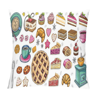 Personality  Bakery Pastry Sweets Desserts Objects Collection Shop Cafe Poste Pillow Covers