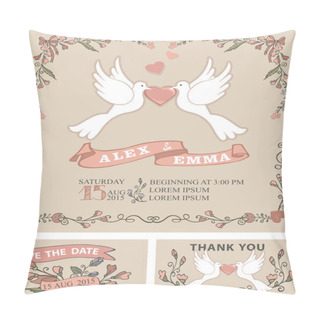 Personality  Vintage Wedding Invitation Set. Pillow Covers