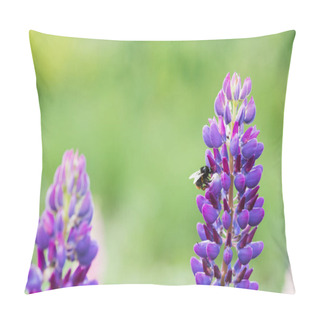 Personality  Bee Collecting Nectar From Lupine Flower Pillow Covers