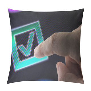 Personality  Checkbox In The Screen. 3D Illustration. Pillow Covers